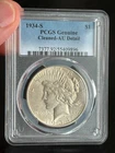 Key Date 1934-S Peace Dollar PCGS Genuine Cleaned - AU Detail
