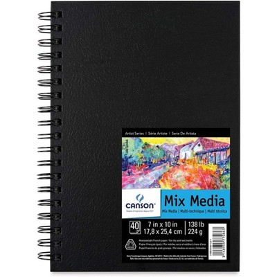 Canson Artist Series Mixed Media Book Side Wire Bound 7X10 Inches 40 Sheets -