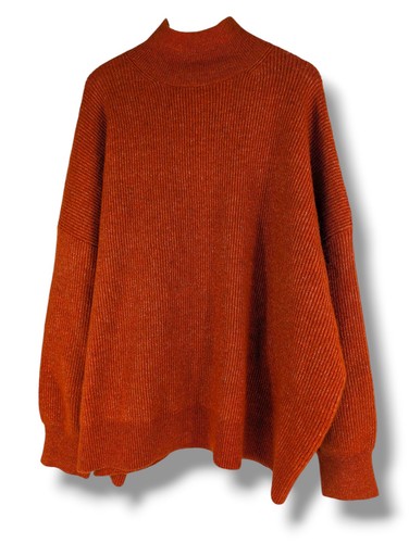 Topshop orange Strickpullover Oversize lässig hochgeschlossen Größe 16