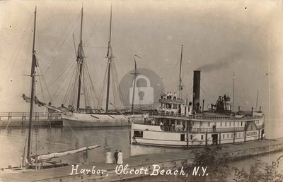1900s Harbor Olcott Beach NY Alexandria Cruise Boat RPPC Photo Postcard COPY