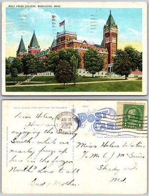 Holy Cross College Worcester MA Postcard