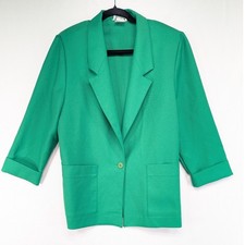 Donnkenny Womens Emerald Green Blazer 3/4 Sle...
