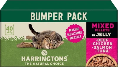 Harringtons Wet Cat Food In Jelly Meat / Fish 85g Selection ALL SIZES Grain Free