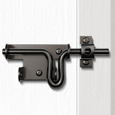 Slide Bolt Gate Latch for Wooden Fence, Heavy Duty Black Sliding Barn Door Latch