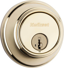 817 Deadbolt Lock, Polished Brass round Exterior Keyed Front Entry Door, Pick Re