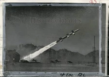 1957 Press Photo Talos Missile Is Fired At White Sands, New Mexico Test Range