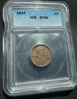 2nd Year 1910 P Lincoln Wheat 1c Cent ICG EF45 Slab, Album Filler, Copper penny
