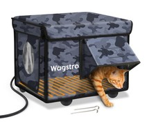 Heated Cat House for Outside, Waterproof Awning Escape Door Heated Cat House...