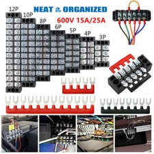 5Sets 15pcs 600V 15A/25A Dual Row Electrical Barrier Screw Strip Terminal Block