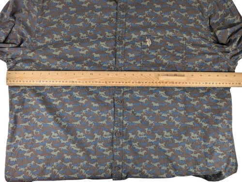 U.S Polo Ralph Lauren Camo Shirt, Horse Print, Long Sleeve, Cotton - Picture 13 of 16