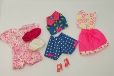 Vintage Barbie 80s 90s Neon Pink Blue Floral Jumpsuit Tube Top Shorts Skirt Lot