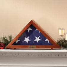 Military Veteran Memorial Burial Flag Display Case with Free Personalized Plaque