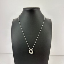 Swarovski Signed Silver Open Heart Pendant Necklace Pave Crystals 16"-18.5"