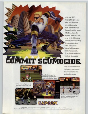 Captain Commando Super Nintendo SNES Video Game Art 1994 Vintage Print Ad 