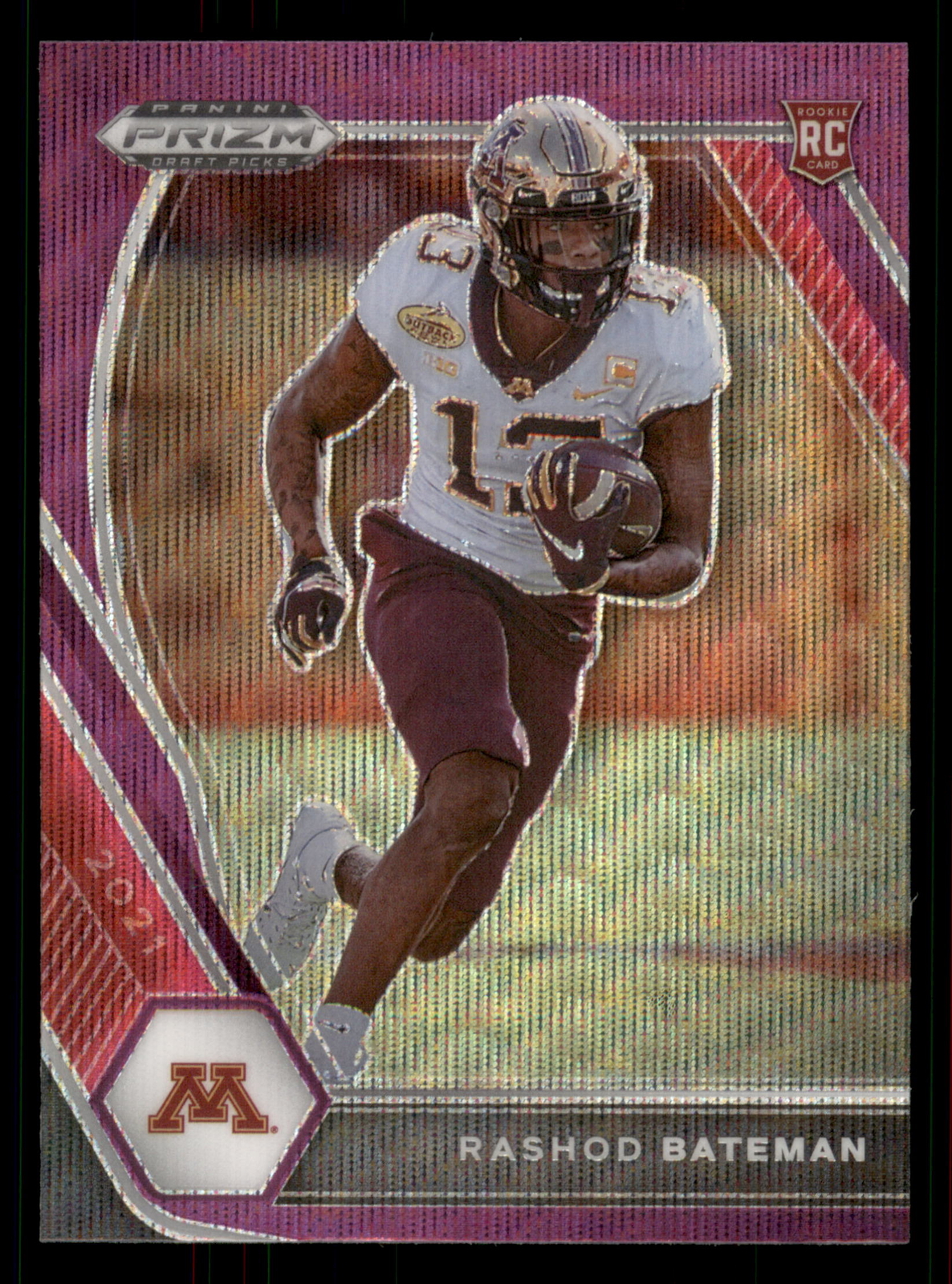 Rashod Bateman 2021 Panini Prizm Draft #116 Purple Wave RC Minnesota