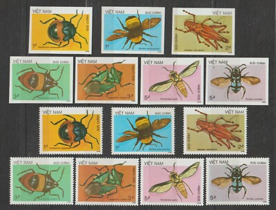 1987 Vietnam Stamps Insects Scott # 1705-1711 Imperf. + Perforated MNH ...