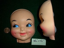 Vintage Set of 2 Large Celluloid Girl 3 1/2"x 4 1/2" Faces with Dimples