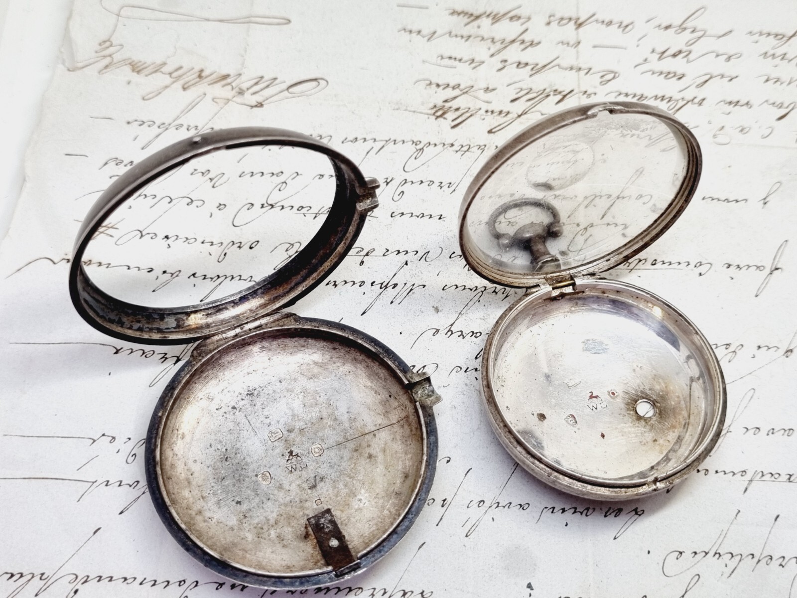 london 1811 William Linsley silver pair verge fusee empty pocket watch