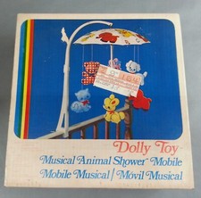Vintage 1980s Doll Toy Musical Animal Shower Mobile Works With original box