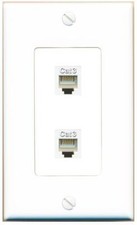 2 Port 1 Gang Jack Face Plate Cover Cable Plastic 2 PHONE Wall Plate