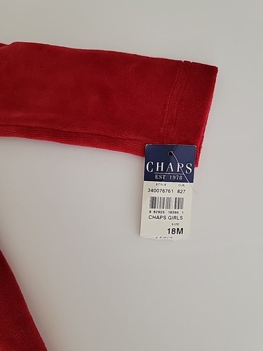 Chaps Red Velour Dress 18M Holiday Christmas New - Picture 2 of 9