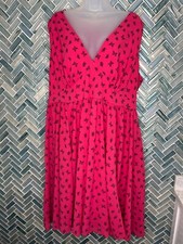TORRID PINK BLACK BUTTERFLY FULLY LINED CHIFFON KNEE LENGTH SLEEVELESS DRESS 16