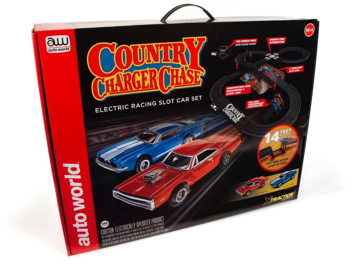 Auto World 14' Country Charger Chase Slot HO Scale Race Set Srs335