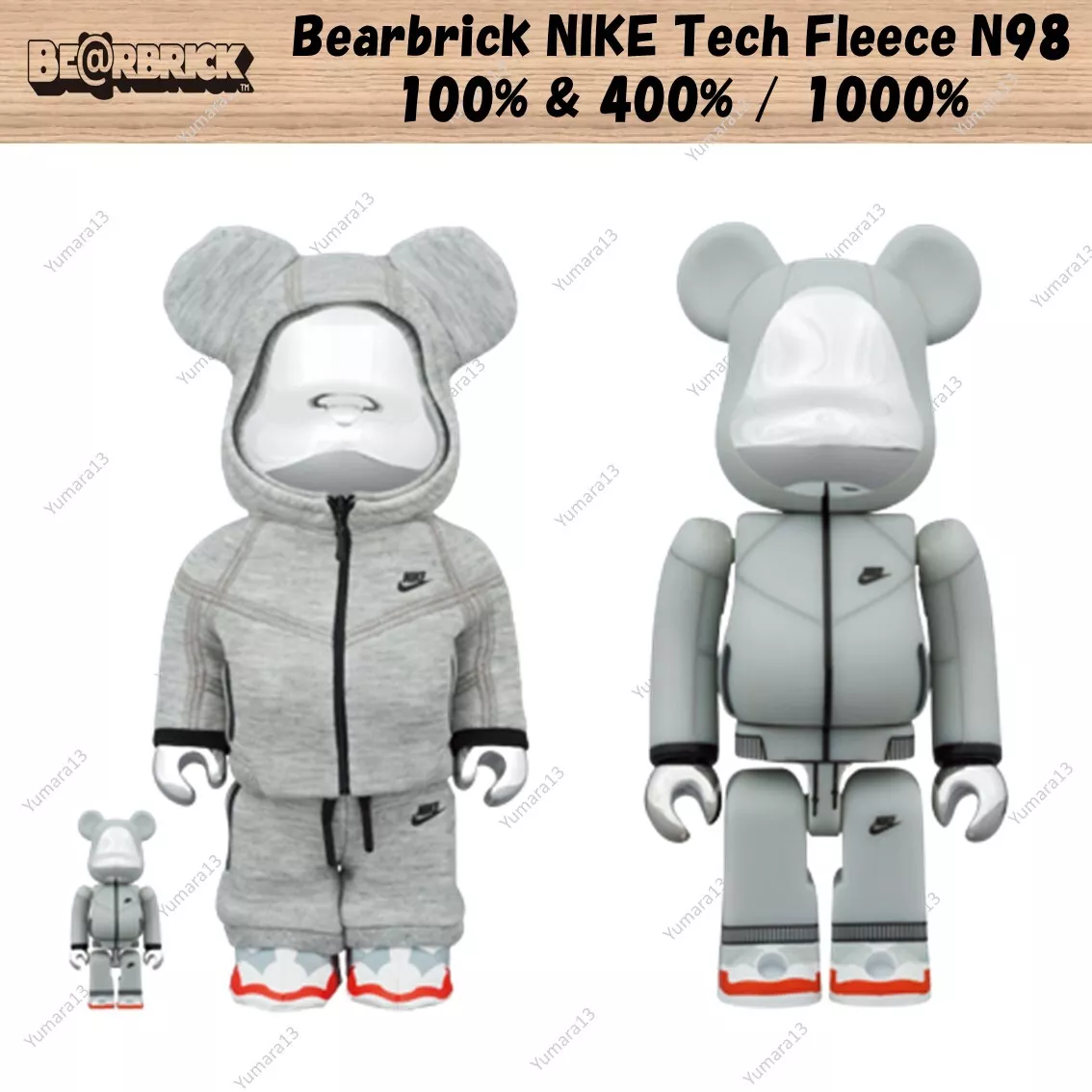 Medicom Toy Bearbrick BE@RBRICK X Nike Tech Fleece N98 100%&400% / 1000% 2  Types