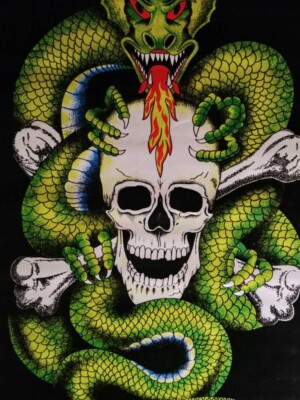 Vintage 2002 Scorpio #1823 Blacklight Poster 🔥 Dragon Skull 23