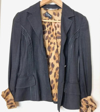 VTG Dolce & Gabbana Woman’s Blazer Jacket Black W/ Leopard Print Lining US SM