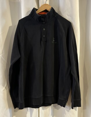 BARBOUR Essential Sweat Half Snap Navy Mens Size XL Pullover