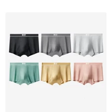 Fashion Men Cotton Boxer Briefs Solid Color Antibacterial Comfortable Underwear