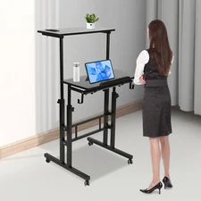 Mobile Stand up Desk Small Adjustable Standing Desk with Wheels Home Workstation