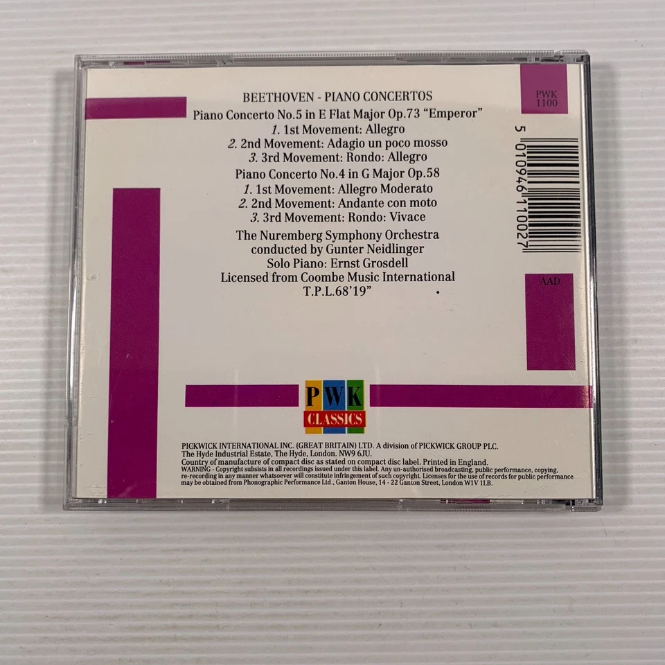 Beethoven Piano Concertos 4 & 5 by Nuremberg Orch and Ernst Grosdell (CD 1988) - image 4 of 4