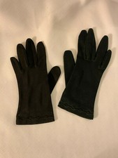 Vintage Ladies Gloves, Black Nylon  , Unbranded, Small Size