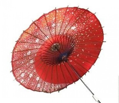 Japanese paper umbrella;ODORIGASA SAKURA FUBUKI red bamboo from