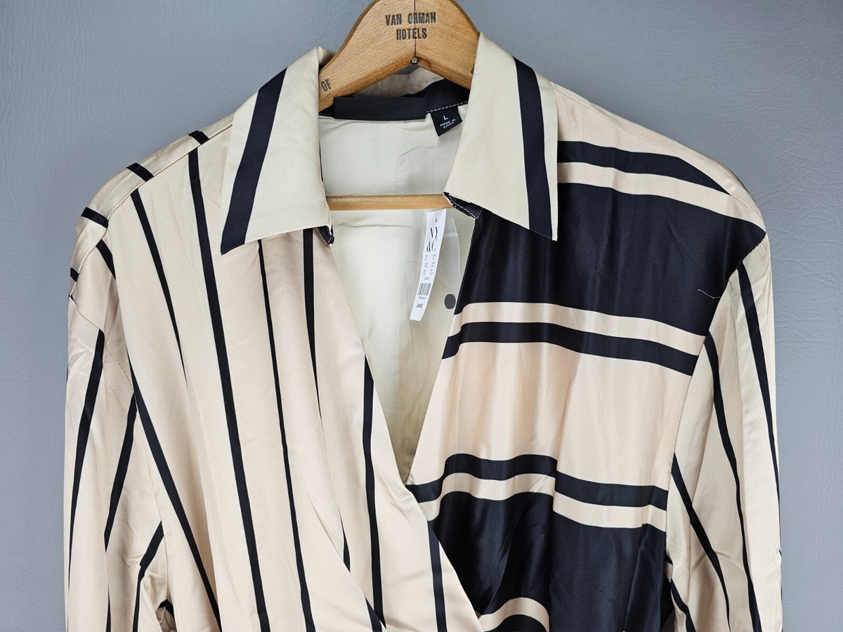 New York and Company NY&C Dress Silky Lined Metalic Gold Black Beige Size  Large | eBay