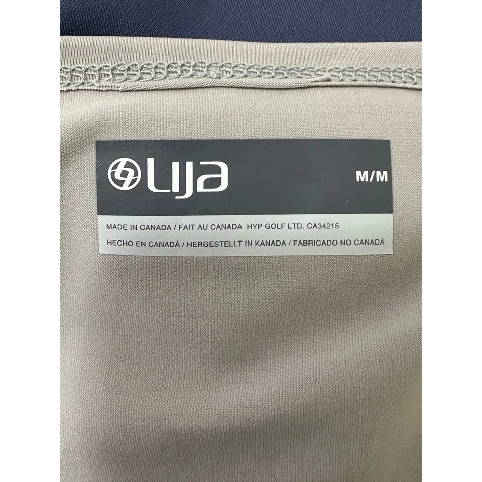 Blusa de tênis Lija azul cinza color block tamanho médio e tamanho grande - Imagem 3 de 4