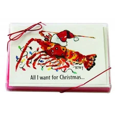 Christmas Cards, Crawfish Wearing Santa Hats, All I Want For Christmas is Lemon 