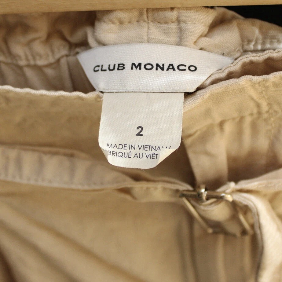Pantalones Cortos Club Monaco Lino Bolsa de Papel Talla 2 Cinturón Bronceado Dinero Antiguo Tiro Alto Preppy Foto 4 de 4
