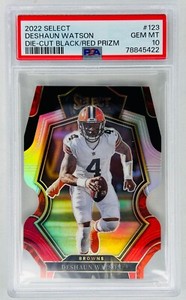 2022 Panini Select Football Black and Red Prizm Die-Cut Deshaun Watson #123 PSA 9