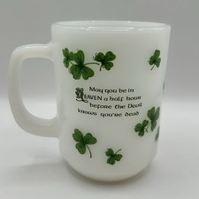 Vintage Fire King Milk Glass Coffee Mug With ...