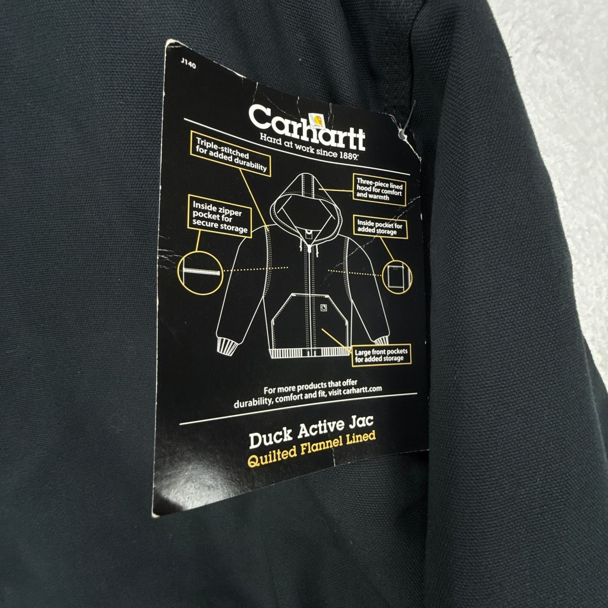 Carhartt Active Jacket Quilt Lined Mens 2XL J140 BLK Black NOS NWT 