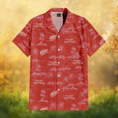 Detroit Red Wings NHL Vintage Palm Volcano Hawaiian Shir