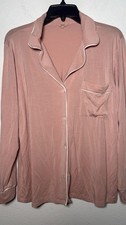 Eberjey Women Gisele Tencel Modal Long sleeve PJ Top Peach Parfait/Ivory Size S