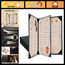 Restaurant Menu Covers Holders 8.5" x 11"  Pack of 5 Synthetic Leather Triple F