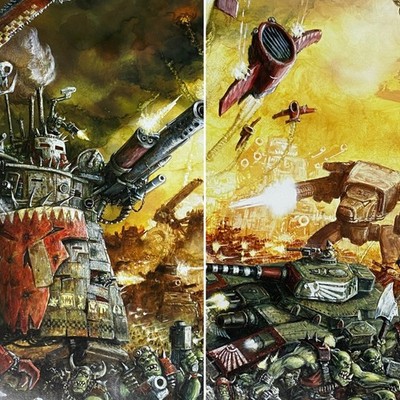 ASTRA MILITARUM ORKS GERAHMTE KUNST DOPPELPACK ARMAGEDDON WARHAMMER 40K 40.000