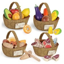 Wooden Play Food Set, Toy Food for Toddlers, Pretend Play Kitchen 4 Food Group