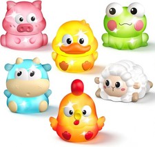6 Packs Light Up Bath Toys for Kids Ages 1-3, Farm Animals Bathtub Toys  No ...
