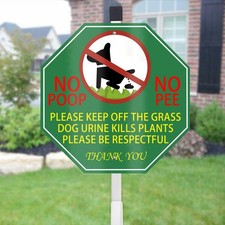 AOOCY All Remind Metal Dog Poop Sign with Stake 10x28in Yard Decor